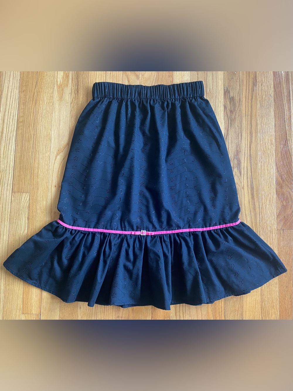 Vintage 50s-Inspired Eyelet Petticoat *Medium* BLACK Cotton Blend Ruffled Pinup